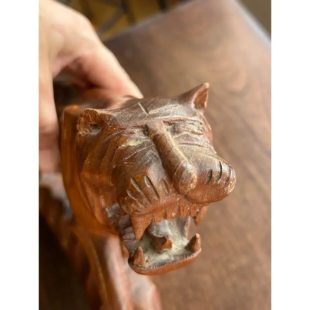 Vintage 70’s Hand Carved Wood Tiger